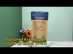 ज़िपलॉक के साथ क्राफ्ट पेपर स्टैंड अप बैग