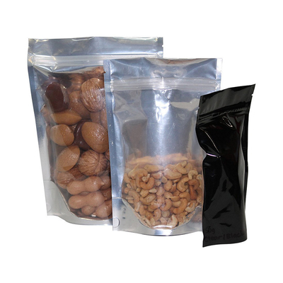 अनुकूलन योग्य रिक्त सामने स्पष्ट एल्यूमीनियम पन्नी खड़े हो जाओ बैग Ziplock बैग भोजन के लिए